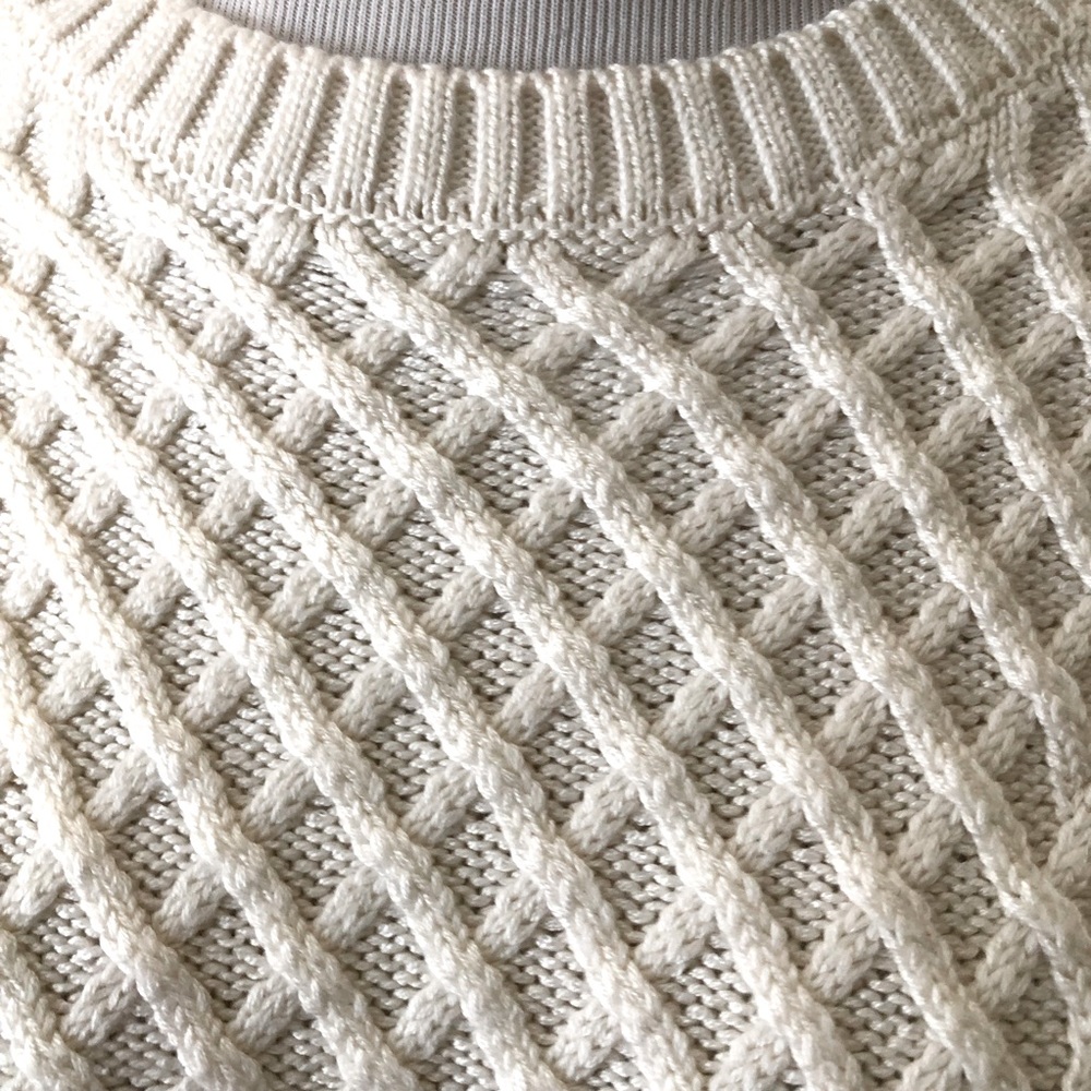 Fishermans Cable Knit Sweater Beachy Preppy Creme Crew Neck Small Viscose Coast - Picture 6 of 9